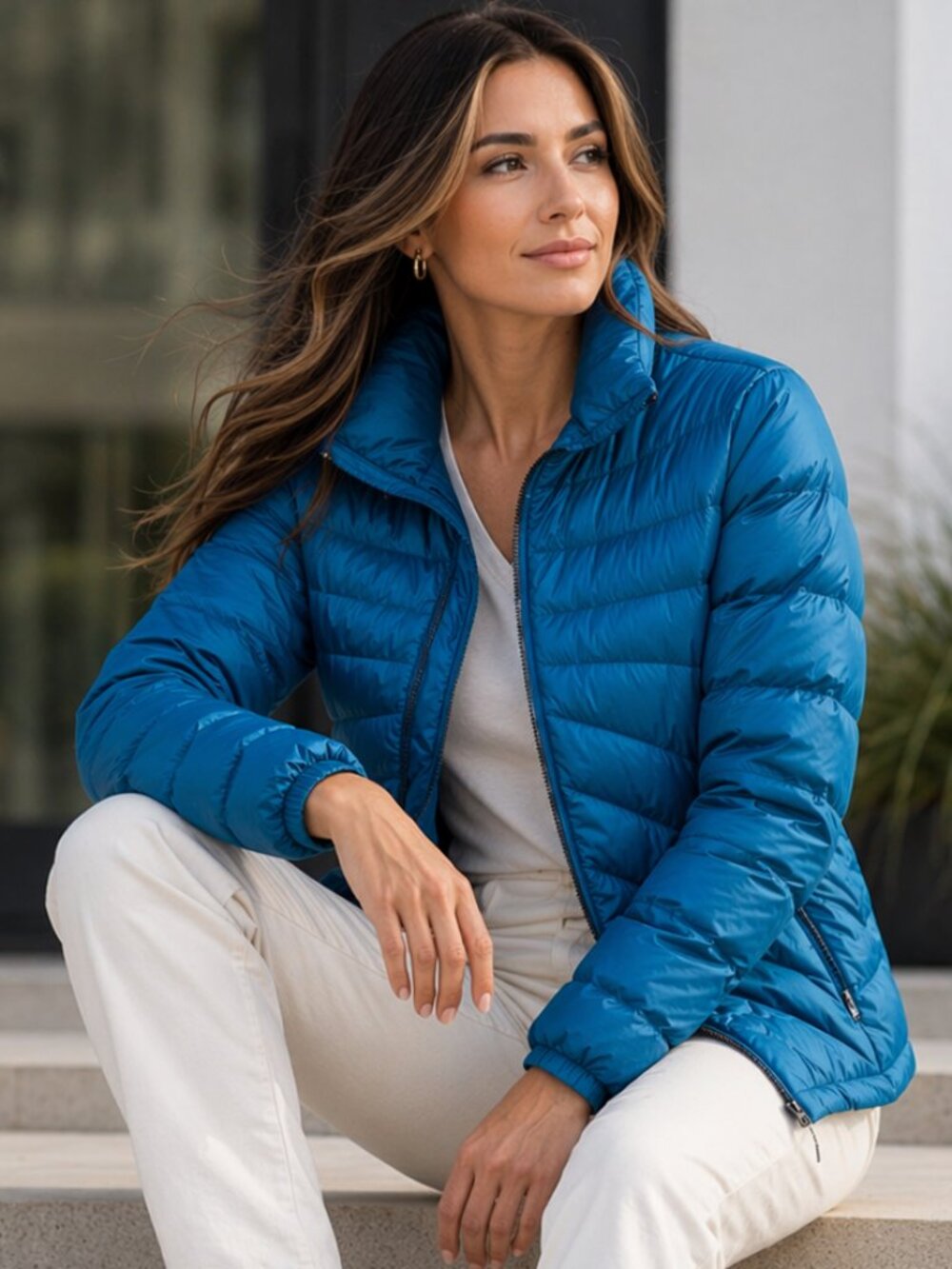 Lands’ End Down Puffer Jacket Teal Women’s Small 6/8